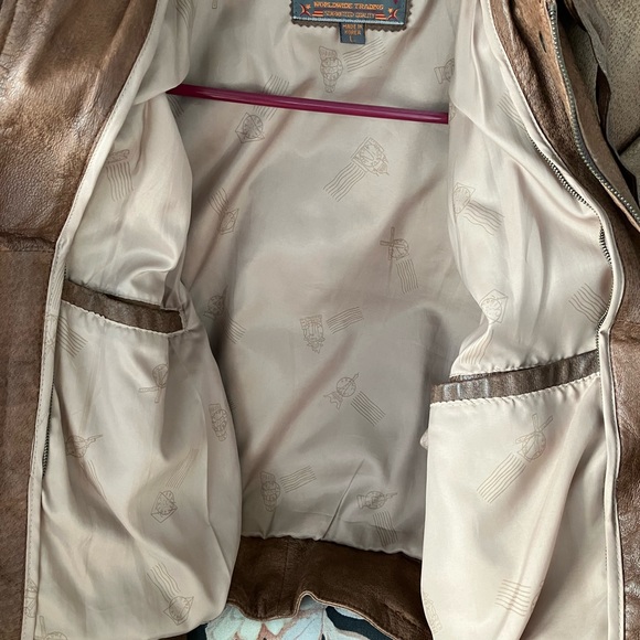 ADVENTURE BOUND ORIGINALS WORLDWIDE TRADING CO BOMBER  LEATHER JACKET BELT ZIP - Picture 6 of 16